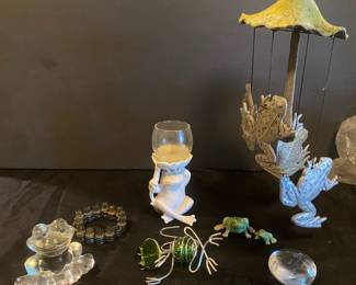 Frog Wind Chime With Frog Candle Holder And Frog Trinkets