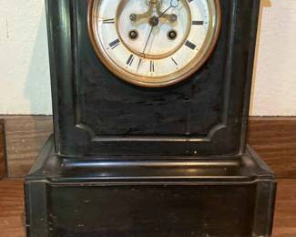 Vintage Black Slate Mantle Clock