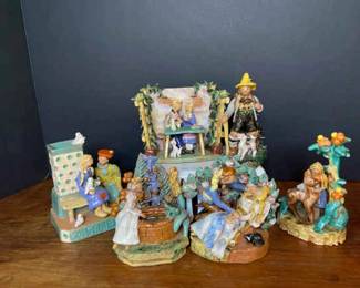 Vintage Red Clay Pottery Fairytale Scenes
