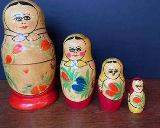 Vintage Russian Wooden Nesting Doll