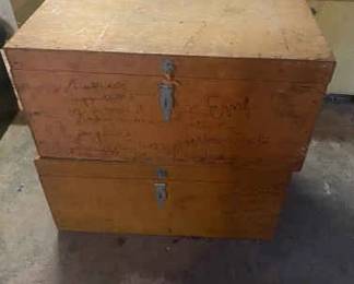 Two Identical Wooden Trunks Made Of Plywood