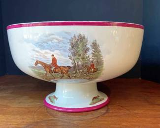 Copeland Spode England Red Rim The Huntsman Service Bowl