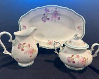 Rosenthal Germany Chippendale Serving Platter With Creamer And Sugar Bowl
