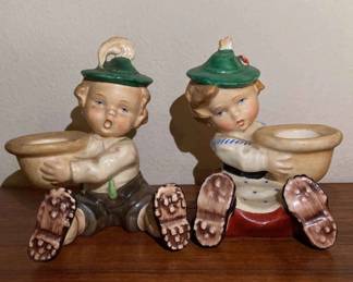 Vintage Hummel Bavarian Boy And Girl Candle Holders