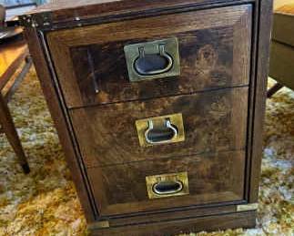 Hickory Manufacturing Company Wood Side Table With Brass Handles
