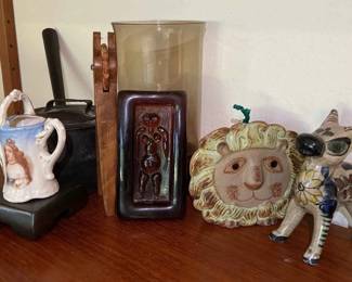 Vintage CastIron Cook Pot With Our Glass Pottery And Others