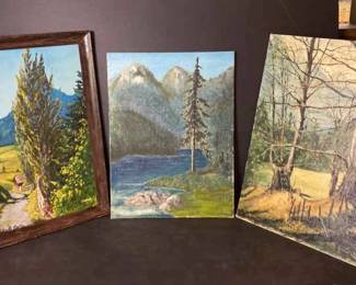 Vintage Alpine Landscape Oil Paintings Signed Cooper