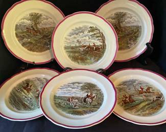 6 Plates Copeland Spode England JF Herring Sen Series Red Rim