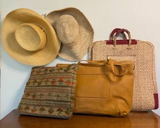 Two Vintage Straw Hats Straw Bag Bueno Bag new And Other Bags