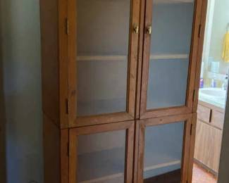 Vintage Farmhouse Style 2 Piece Wood And Glass Cabinet