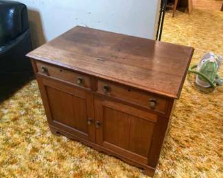 Vintage Wooden Cabinet with Two Drawers And Doors With Key And Locks