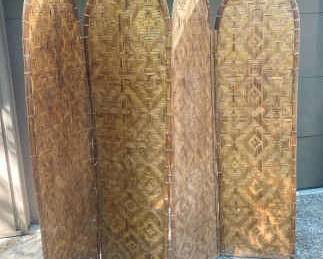 Vintage Woven Rattan And Bamboo Room Divider