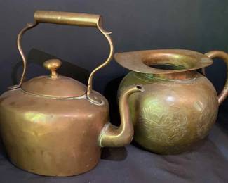 1 Copper Teapot And One Copper Water Pitcher