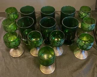 Vintage Green Crystal Cup Set