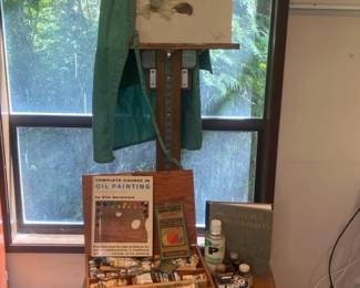 Wolsey Co Easel Oil Paints Pantograph Wooden Wheeled Table