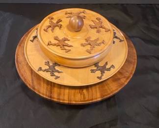 Custom Wooden Bowl Set And Lazy Suzan