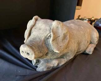 Vintage Stone Pig Statue