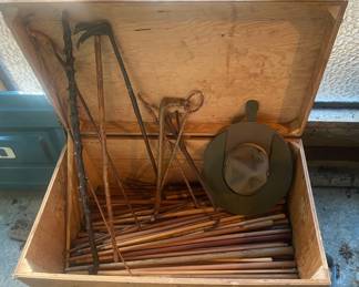 Vintage Trooper Hat Wood Trunk Assorted Walking Stick Pieces