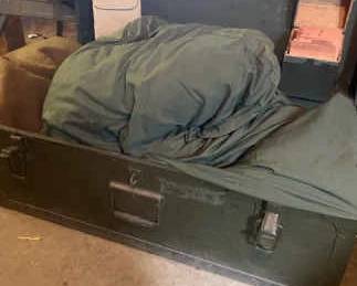 Vintage Military Trunk With Sleeping Bag Blanket Card Holder From The 40s