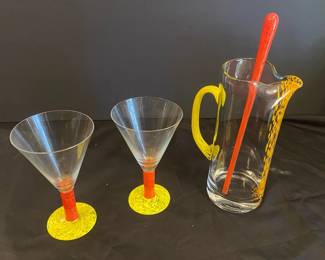 Martini Glasses With Pitcher And Stirrer