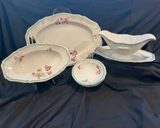 Vintage Rosenthal Chippendale Germany Serving Platter Dish Gravy Boat And Set Of Four Dip Bowls