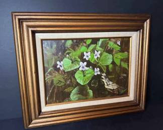 Violets In The Grass Original Artwork Signed Cooper
