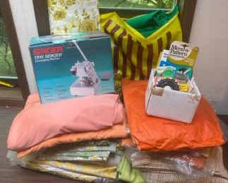Singer Tiny Serger Yards Of Assorted Fabrics Sewing Notions