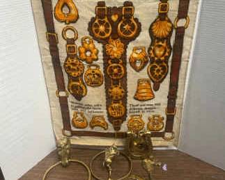 Brass Horse Knockers Hook Wind Chime Cloth Hanging