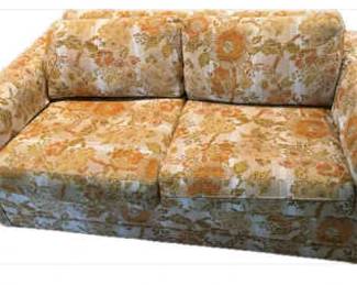 Kraski Furniture MCM Orange Floral Loveseat