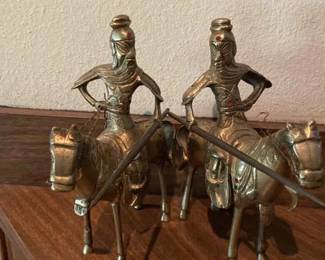 2 Vintage Brass Chinese Warriors