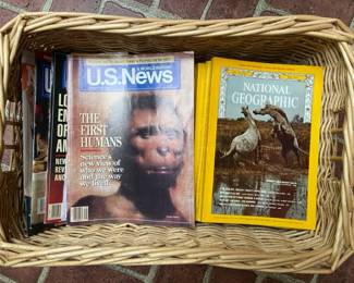 Large Basket Of Magazines National Geographic Collection 1970s2010s 1990s US News