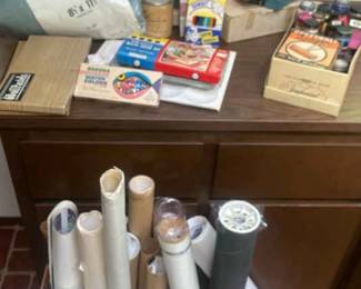 Crafters Lot Of Canvas Vintage Paints Oil Pastels Posters