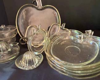 Vintage Apple Glassware With Two Citrus Juicers