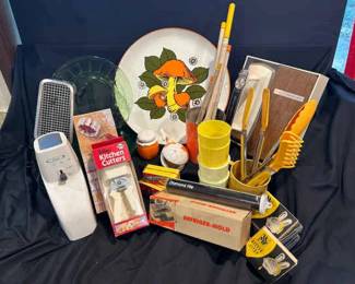 Vintage Kitchen Appliances Featuring Oster Over And Wall Hanging Hamilton Beach Beaters