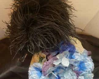 Vintage Ostrich Feather Floral Silk Flowered Womens Hats