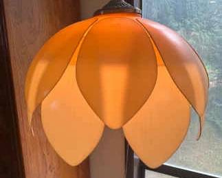 1970s Yellow Swag Pendant Light