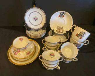 Six Antique Alfred Meakin Teacups With Eight Saucers And More