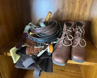 Vintage Boots Belts Gloves