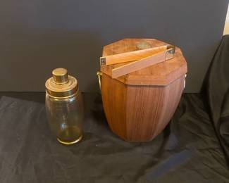 Antique Brass And Glass Cocktail Shaker With Vintage Brass And Glass Handmade Ice Bucket