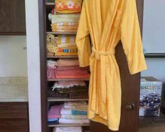 Vintage Bath Towels Sheets With Bathrobe Yellow Themed