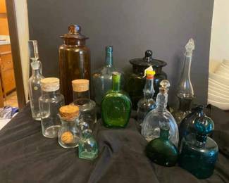 Collection Of Kitchen Storage Jars Featuring Wheaton Horseshoe Bitters Bottle