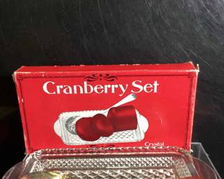 crystal cranberry set