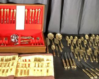 Golden Royal Chippendale American Golden Heritage Stainless Korea Rogers Flatware