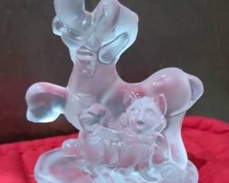 Vintage Disney Pluto And Figaro Frosted Glass Figurine