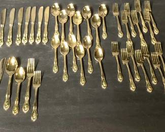 Vintage Gold Tone Holly Stainless Steel Japan Flat Ware