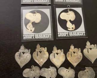 Vintage 1958 Snoopy Ornaments Silver plated
