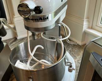 #54 Kitchen Aid mixer white w/3 attachments $200.00