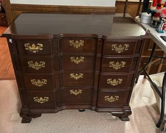 #75 Ethan Allen Curved Front Chest of 4 Drawers - 36x20x31 (as is finish on top) $120.00
