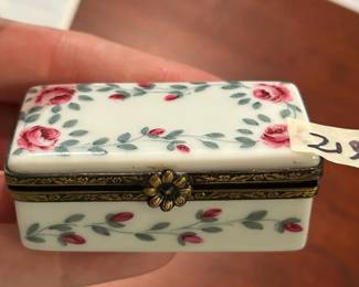 #219	Limoges floral pink shoebox trinket box	 $40.00 
