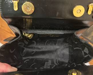 #93	Authentic Back Leather Ferragamo Shoulder Bag w/gold chain	 $125.00 
